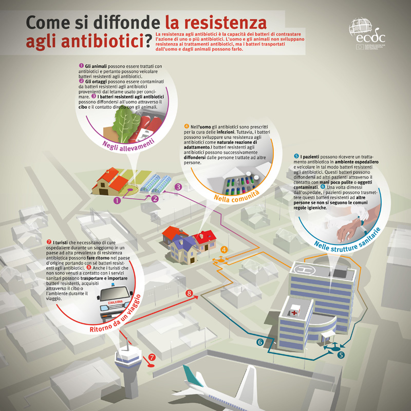 Ecdc "Come si diffonde la resistenza agli antibiotici". 