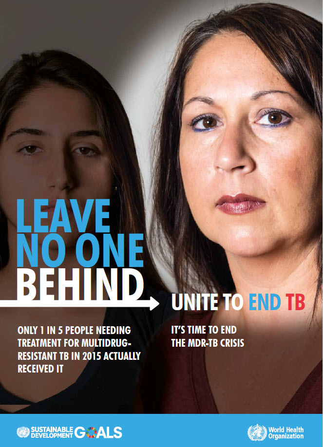 Unite to end TB. Uno dei poster pubblicati dall'Organizzazione mondiale della sanità per la Giornata mondiale sulla tubercolosi 24 marzo 2017.